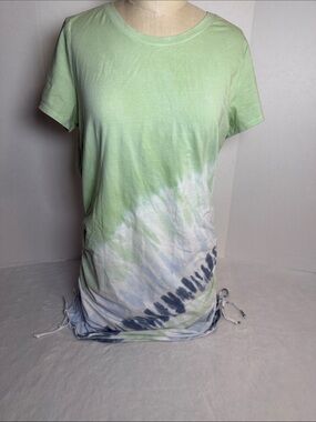 Victoria's Secret Pink Ruched Side t-Shirt Dress in a Green Tie-dye Wash XL